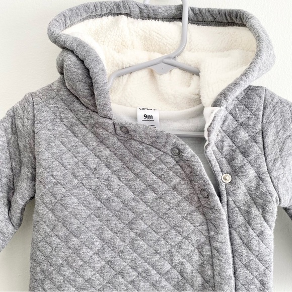 Carter’s Baby Grey Quilted Fleece Bunting Size 9 Months - Picture 2 of 4
